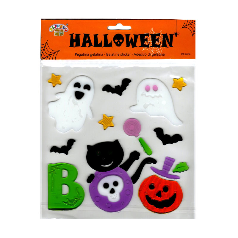 Distribuidor mayorista de Decoración pegatinas gelatina Gato Halloween HA9756