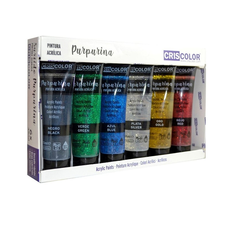 Set de 6 pinturas acrílicas - Purpurina