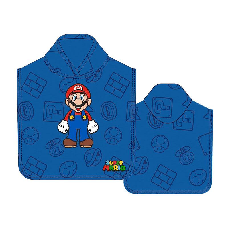 Poncho toalla microfibra 50x100cm Super Mario