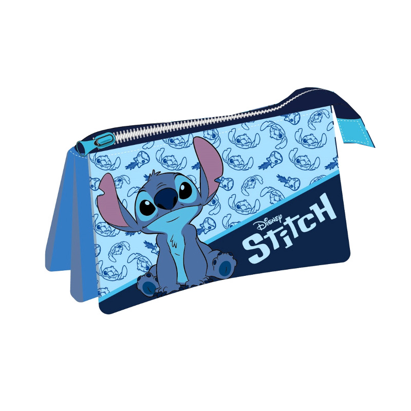 Estuche triple 22cm Stitch Disney - azul