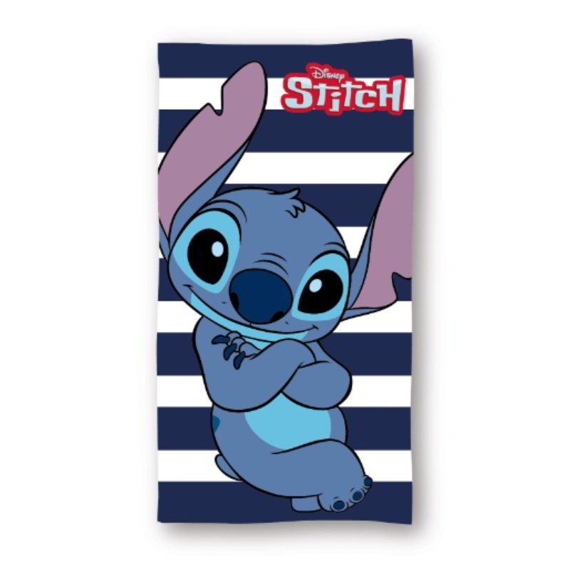 Toalla microfibra poliéster 70x140cm Stitch rayas