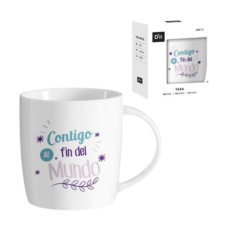 Taza cerámica frases - Contigo al fin del mundo - modelo 2