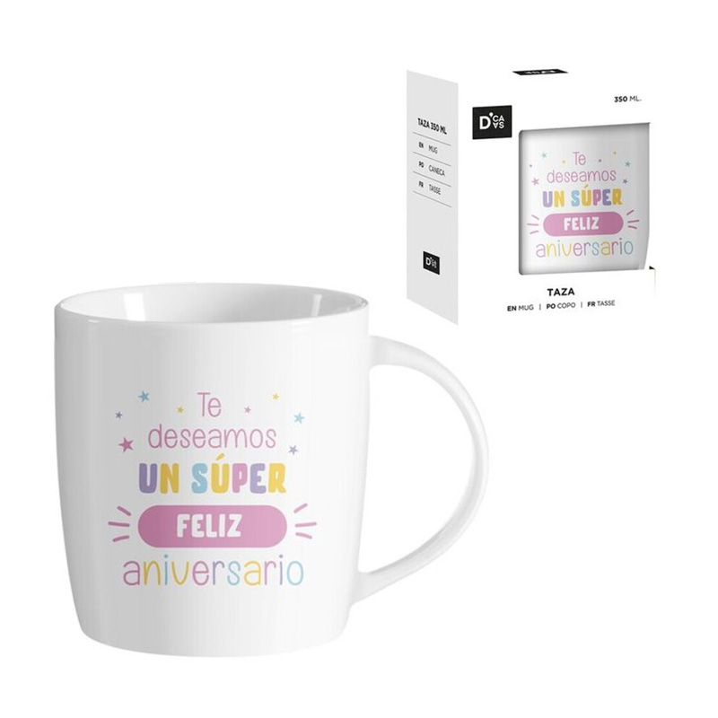 Taza cerámica frases - Te deseamos un súper Feliz Aniversario