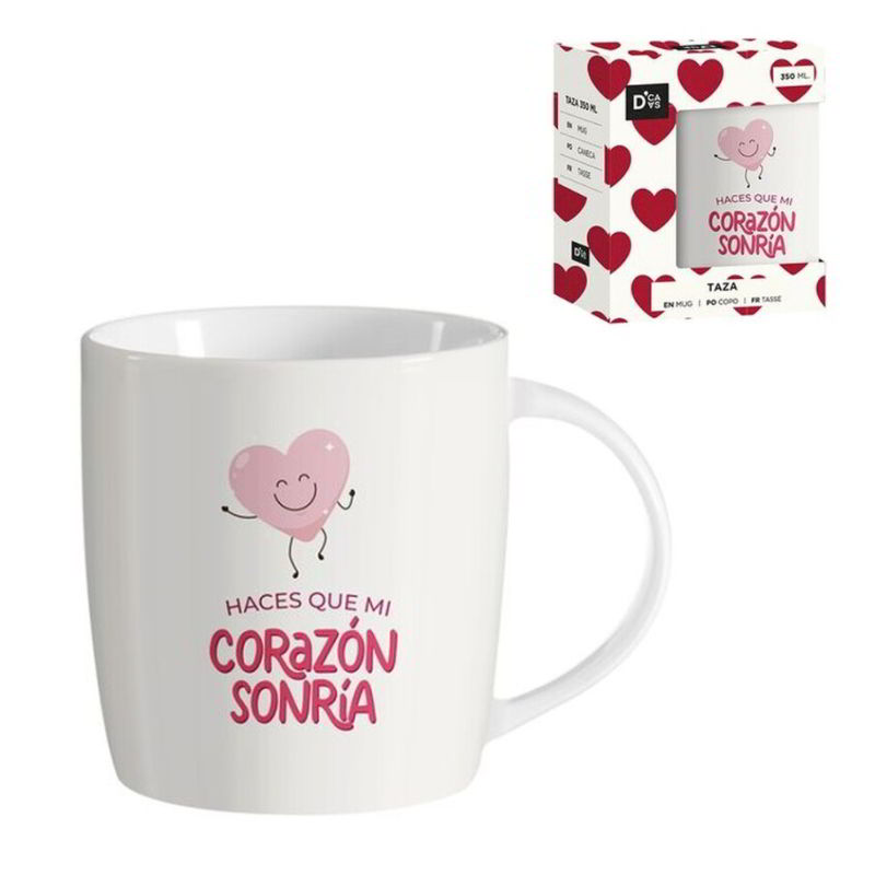Taza cerámica frases - Haces que mi corazón sonría San Valentin