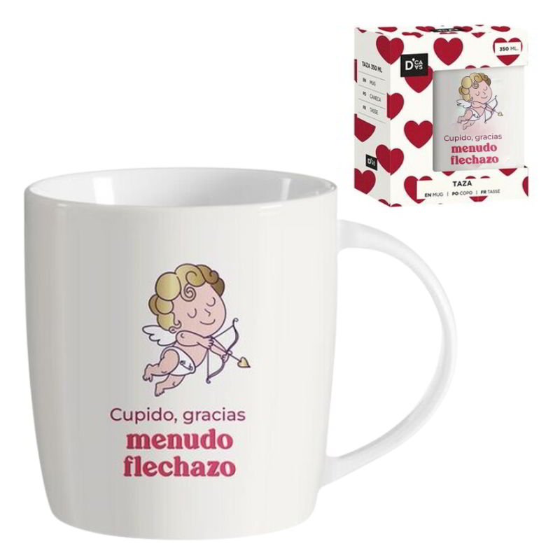 Taza cerámica frases - Cupido gracias menudo flechazo San Valentin