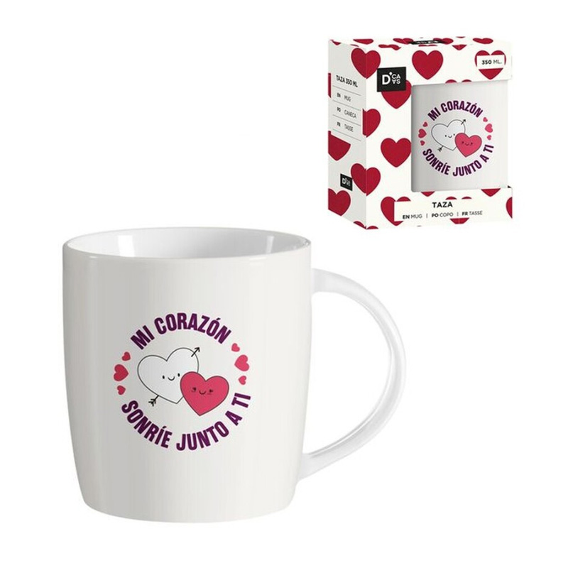 Taza cerámica frases - Mi corazón sonríe junto a ti San Valentin