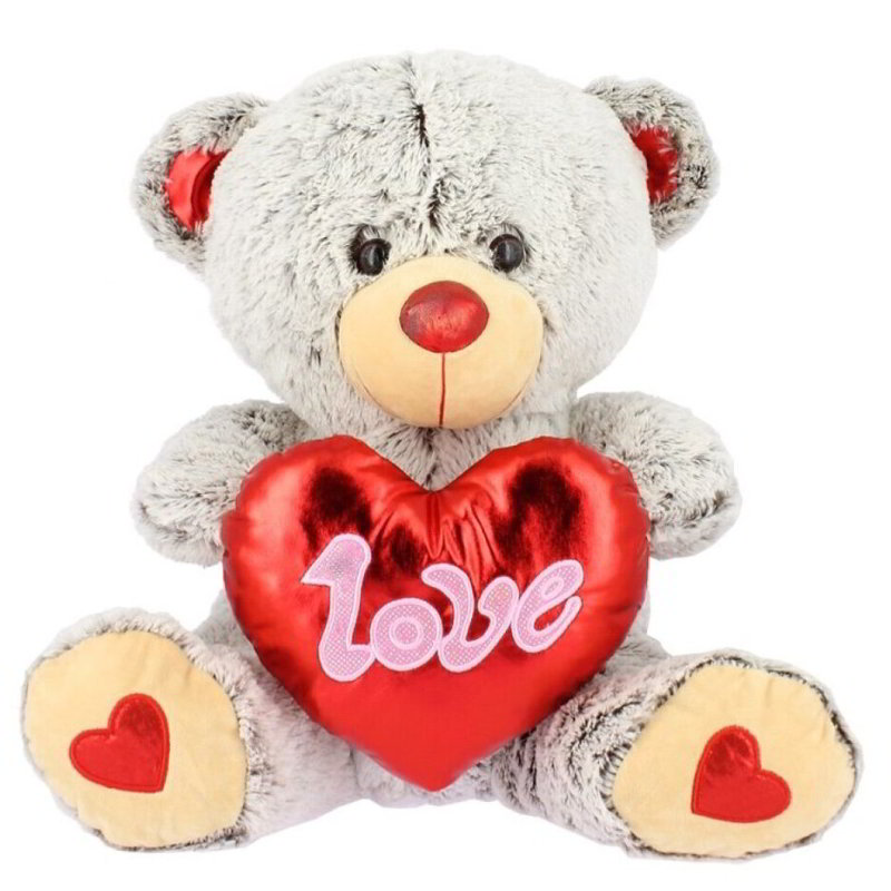 Peluche Oso Gris Love Brillo 20cm San Valentin