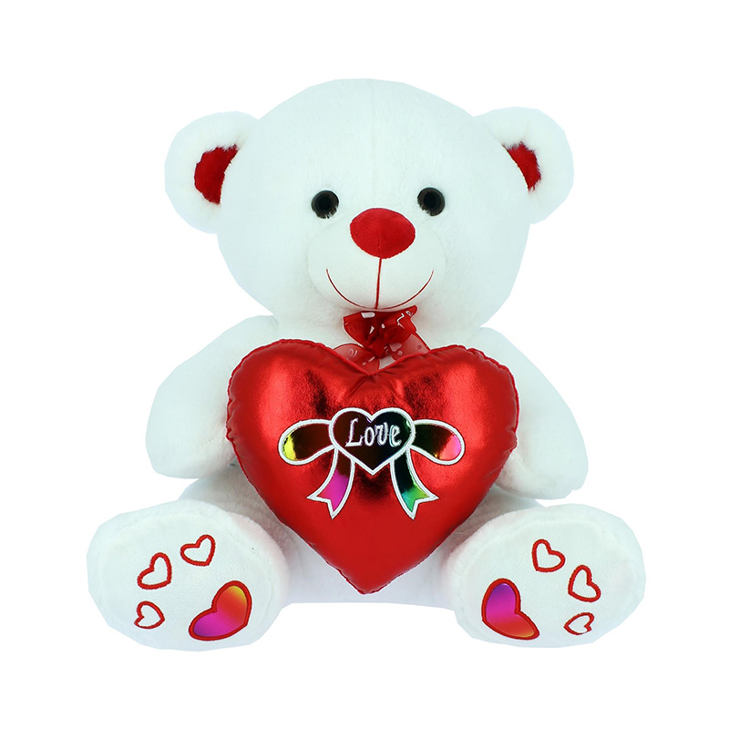 Peluche Oso c/corazón Love 18cm San Valentin - blanco