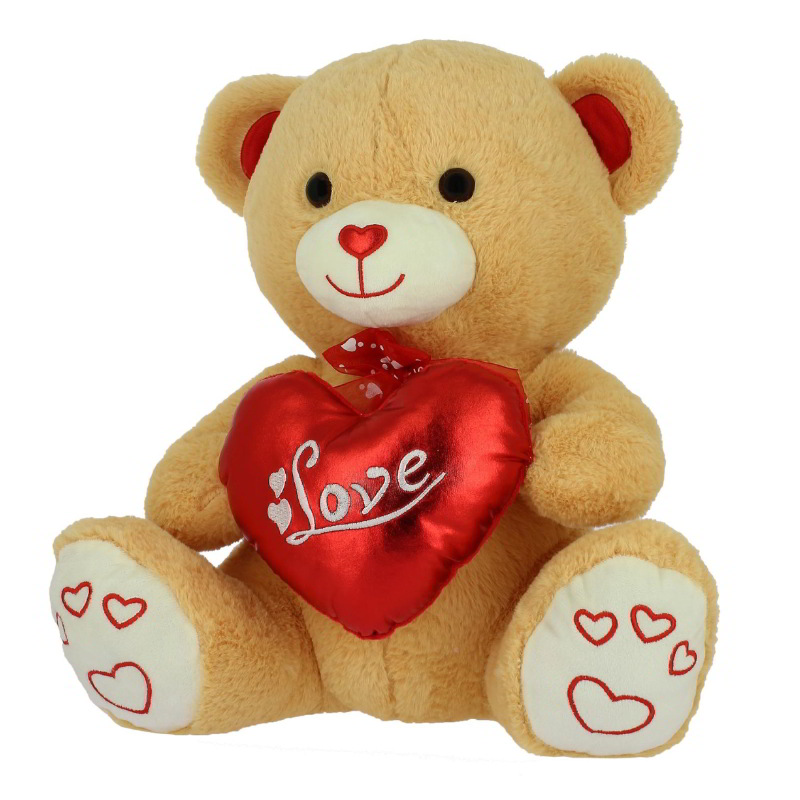 Peluche Oso Corazón Brillo Love 28cm San Valentin