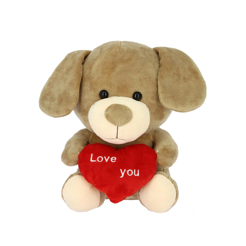Peluche Perro c/corazón Love you 25cm - marrón