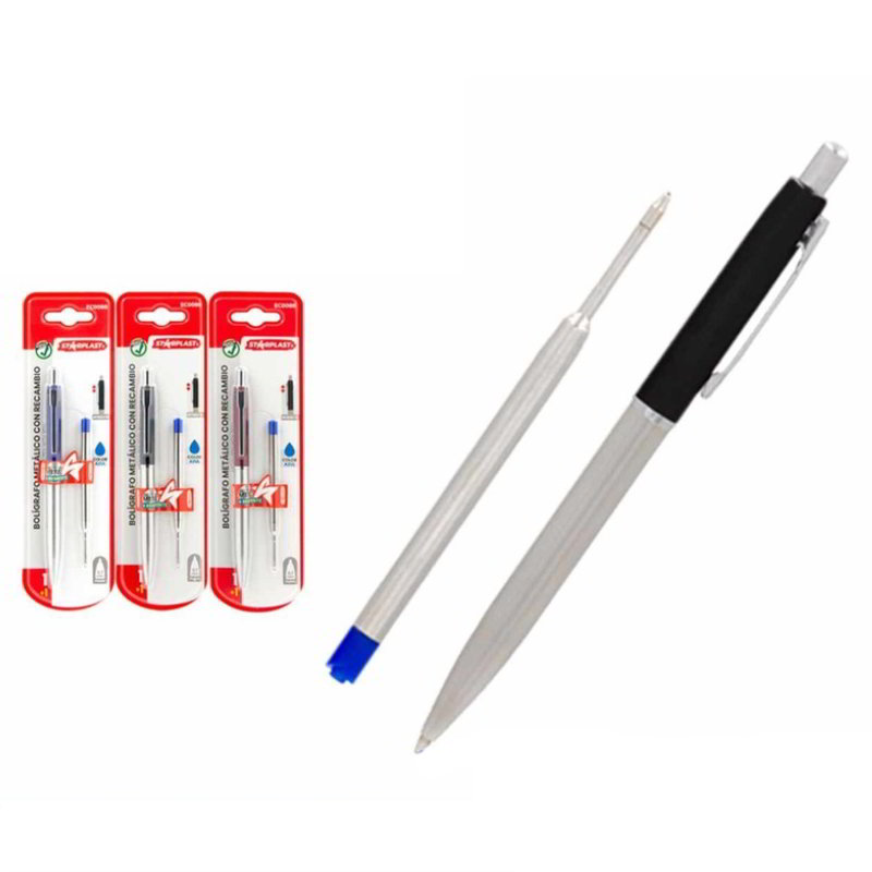 Bolígrafo metal con recambio de tinta 0.7