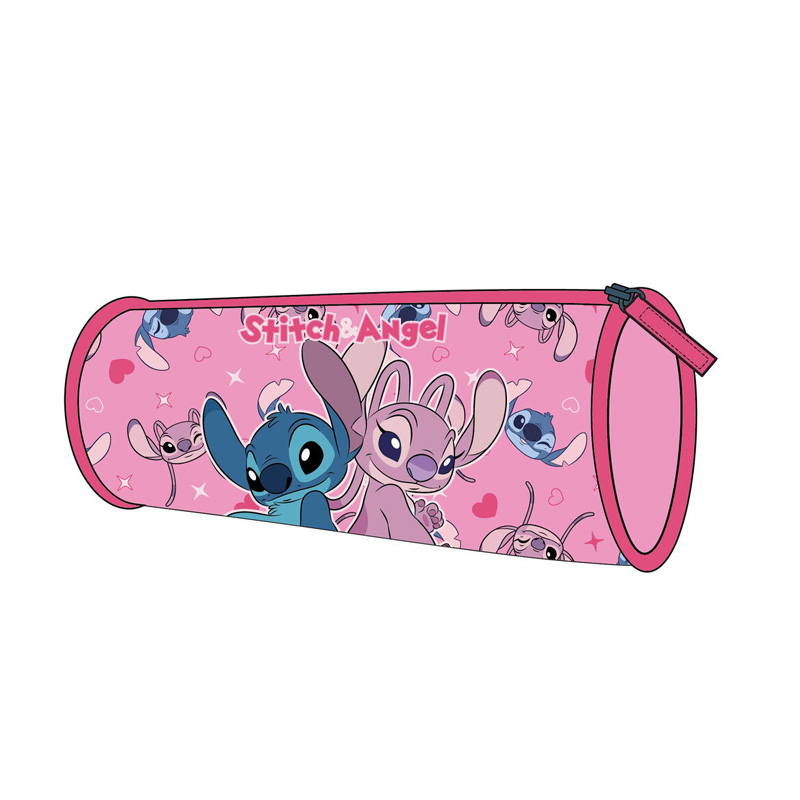 Estuche cilíndrico 23cm Stitch Disney - rosa