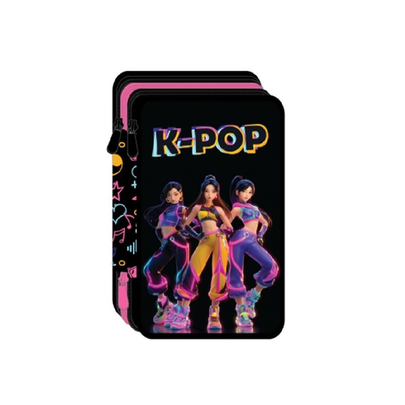 Plumier triple KPop 44pcs - negro