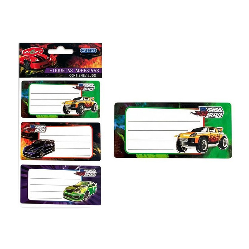 Etiquetas adhesivas para libros 4 hojas - Coches