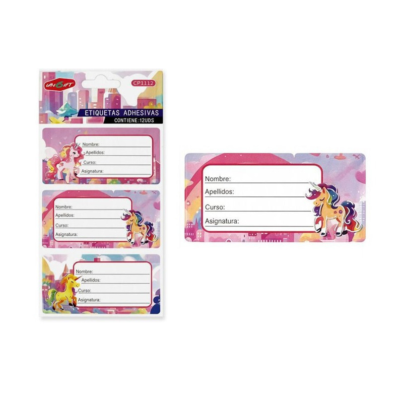 Etiquetas adhesivas para libros 4 hojas - Unicornios