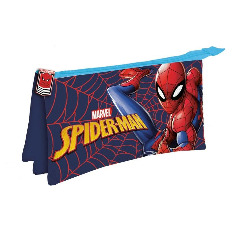 Estuche triple Spiderman Web 21cm - azul