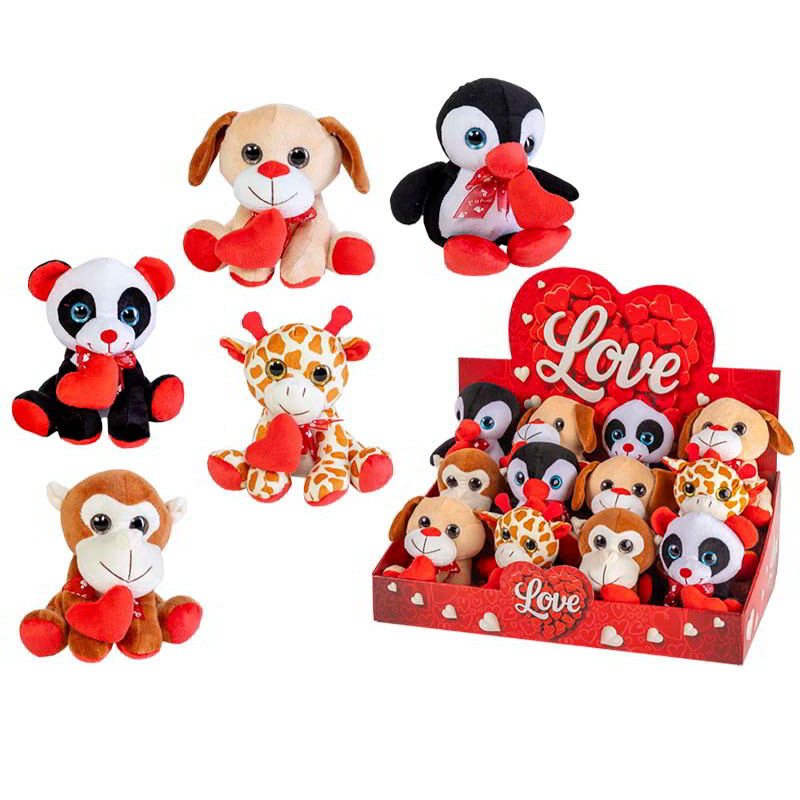 Expositor Peluches Animales ojos brillantes San Valentin 17cm