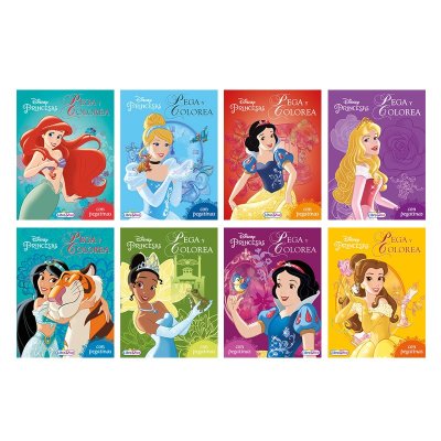Libros Pega Colorea Princesas Disney 21x28cm 12 pgs 4 adhes 批发