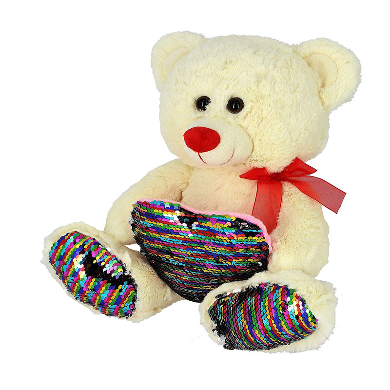 Peluche oso c/corazón lentejuelas 17cm 批发
