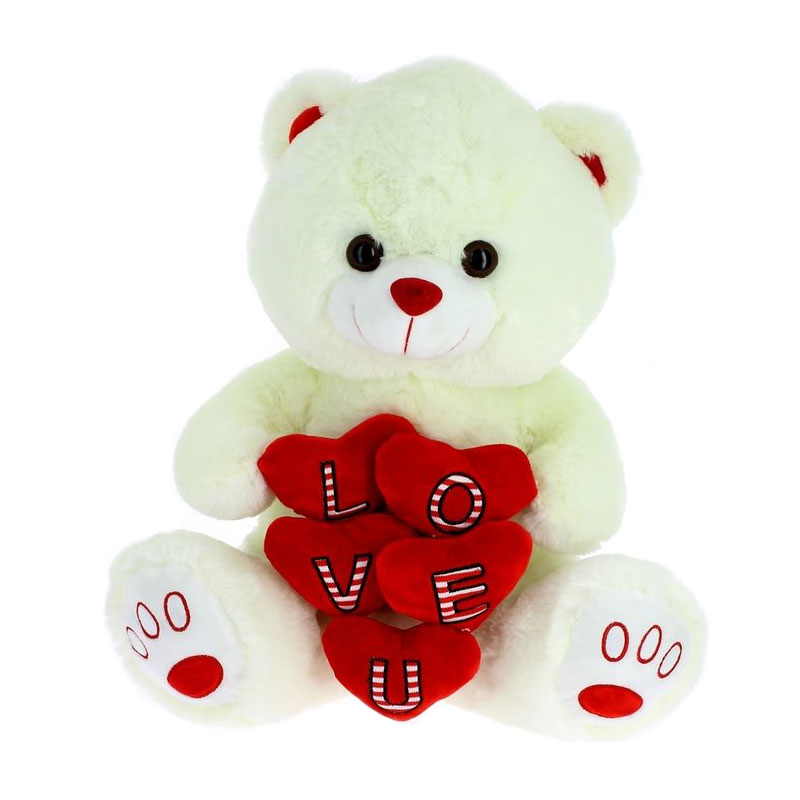 Distribuidor mayorista de Peluche oso rosa c/corazones 30cm