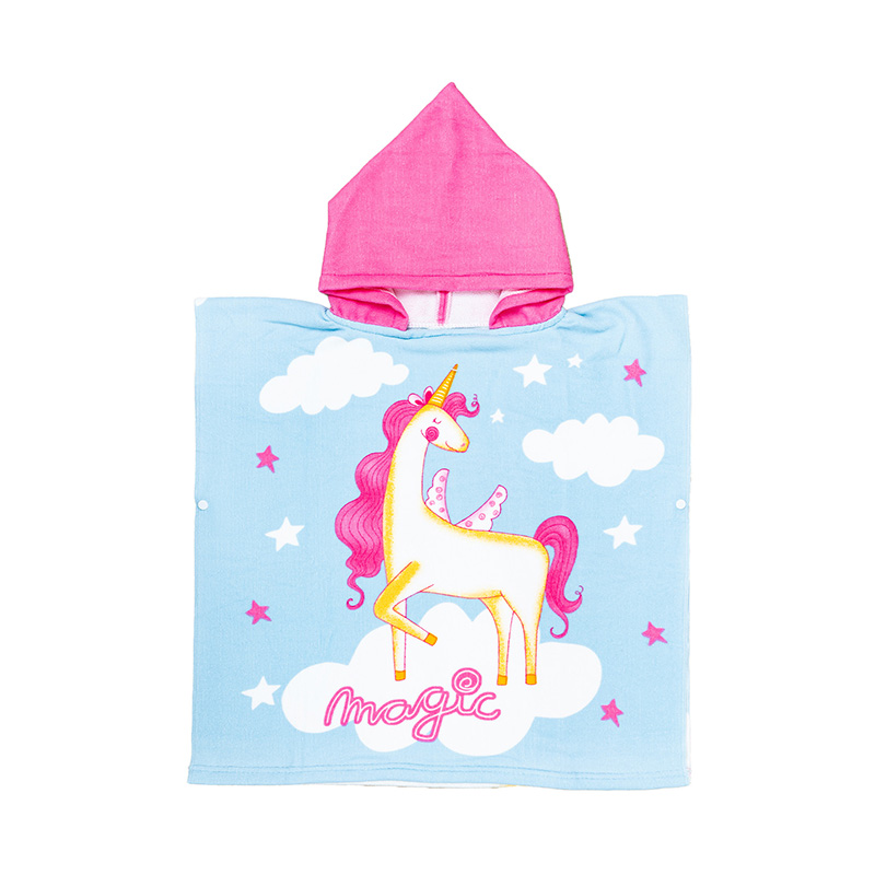 Poncho toalla microfibra Unicornio Magic 60x120cm