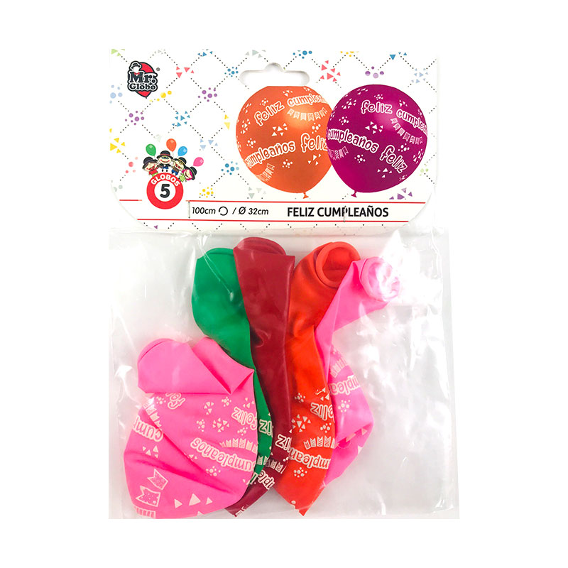 Distribuidor mayorista de Set 5 globos de fiesta Feliz Cumpleaños