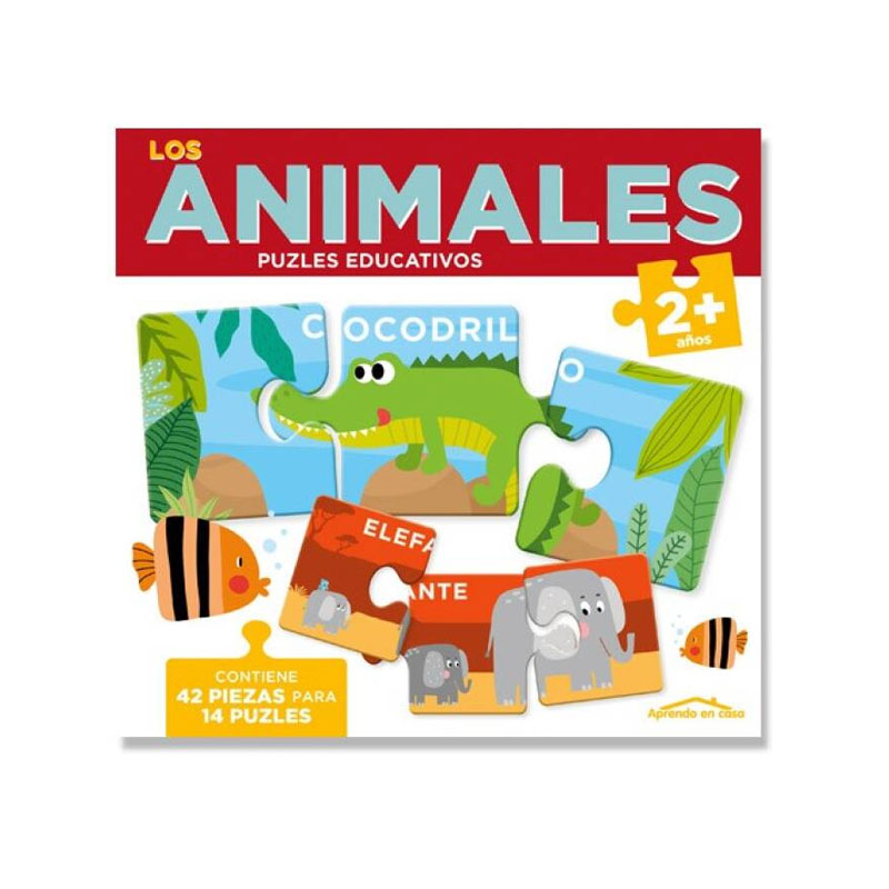 Aprendo en casa los animales c/puzzles educativos