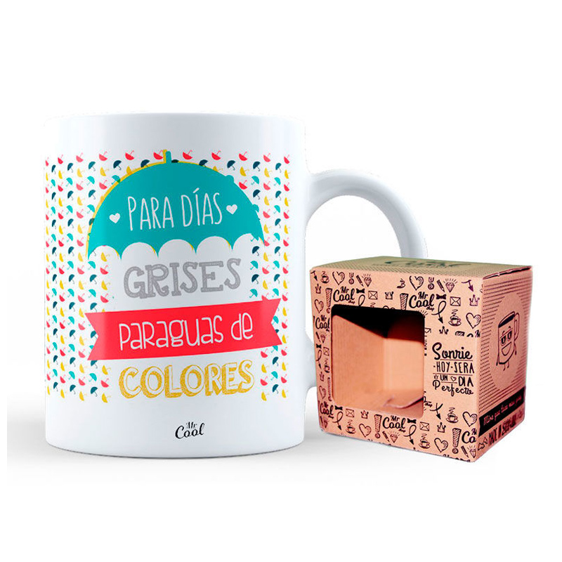 Distribuidor mayorista de Taza cerámica frases - Para dias grises paraguas de colores