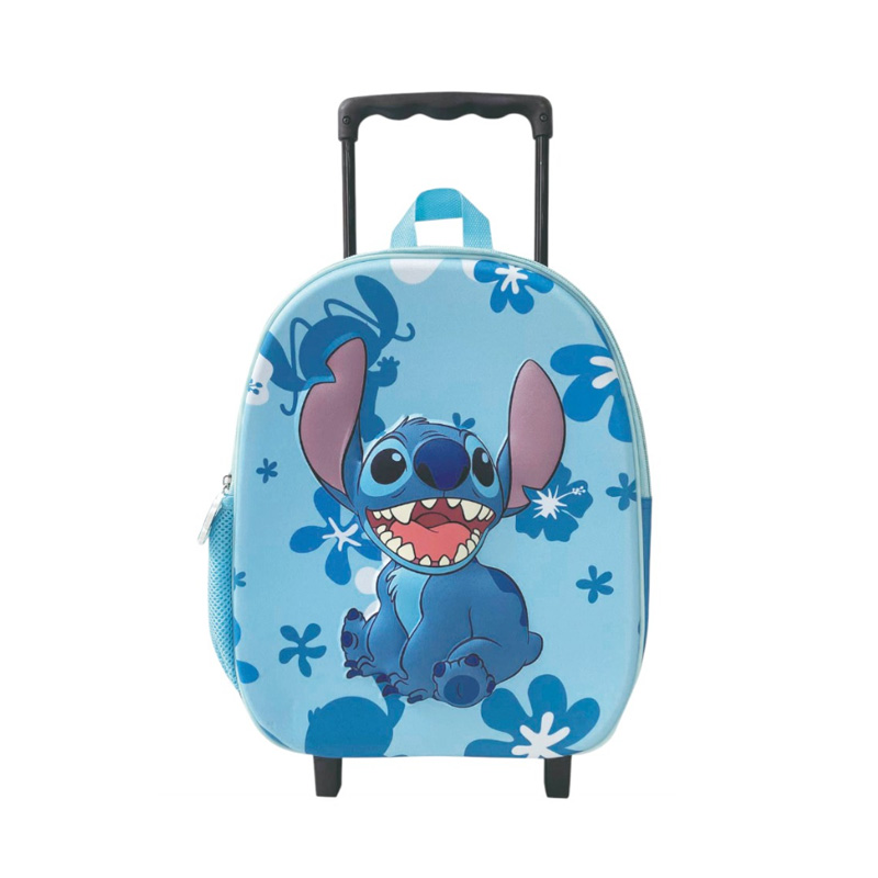 Mochila Trolley infantil Stitch Disney 32cm - azul