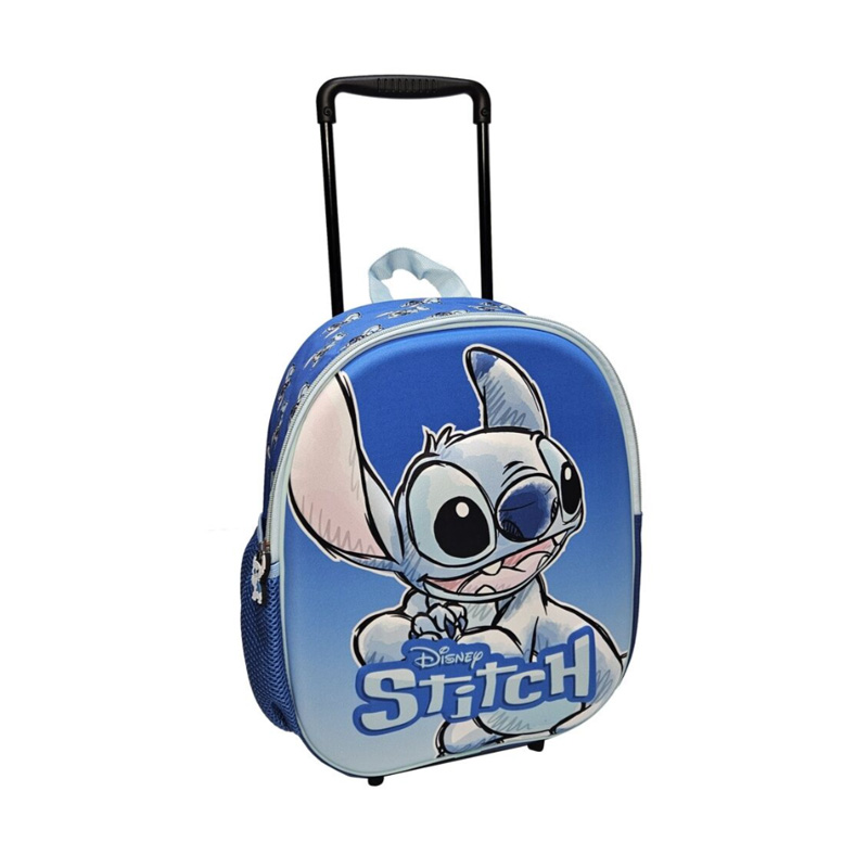 Mochila Trolley infantil Stitch Happy Disney 32cm - azul
