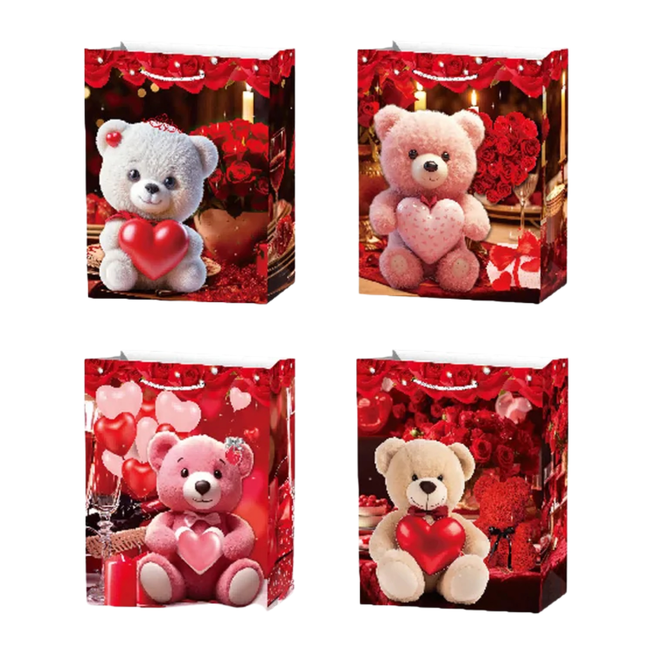 Bolsa de regalo San Valentin Ositos 3D 32cm