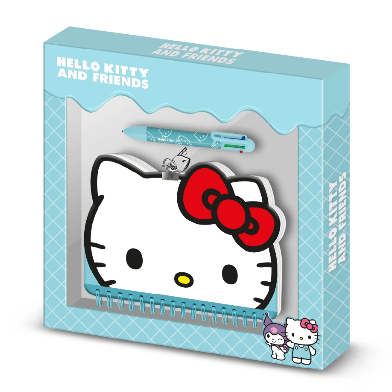 Pack diario y bolígrafo 6 colores Hello Kitty Face