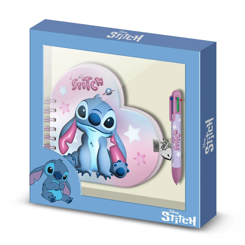 Pack diario y bolígrafo 6 colores Disney Lilo y Stitch Corazón Estrellas