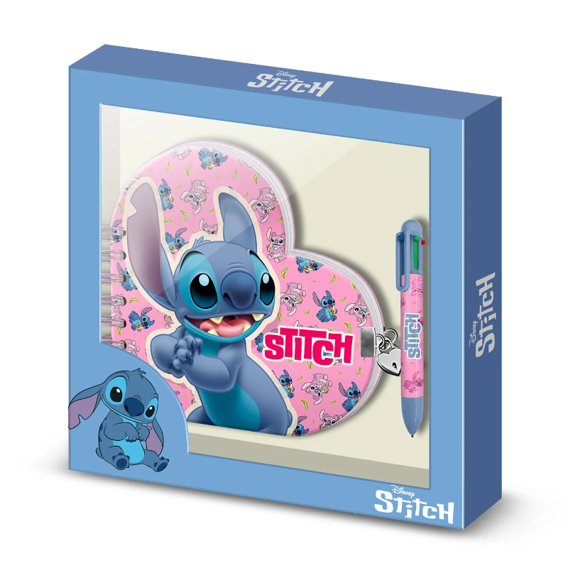 Pack diario y bolígrafo 6 colores Disney Stitch y Angel Corazón