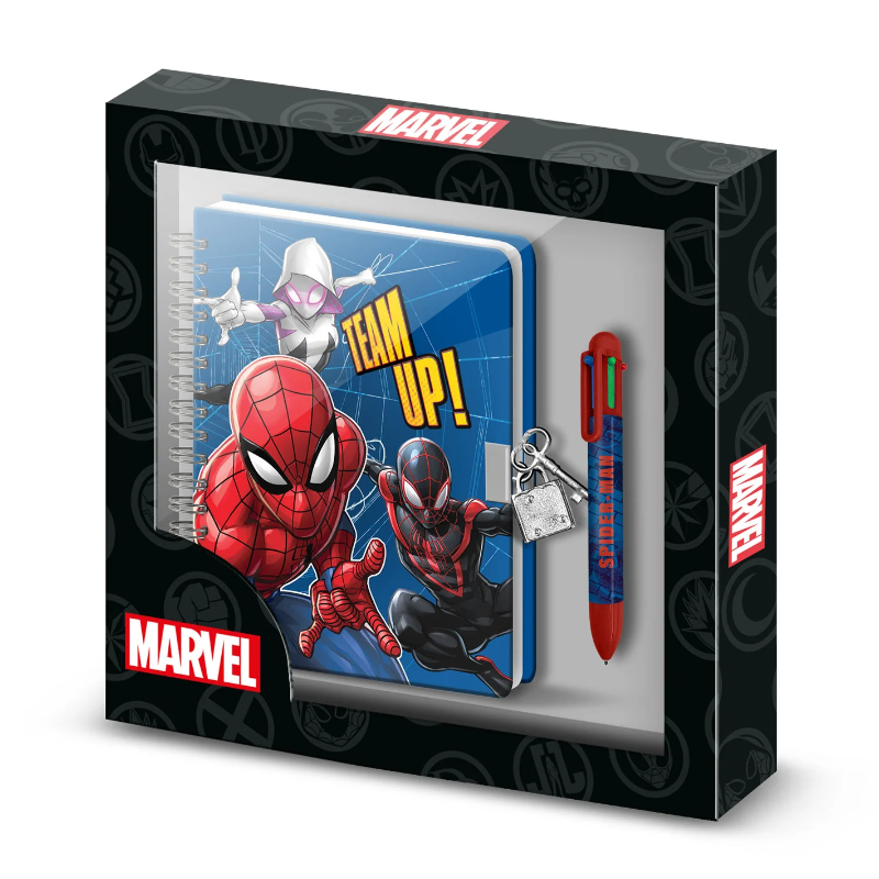 Pack diario A5 y bolígrafo 6 colores Marvel Spiderman Best Team