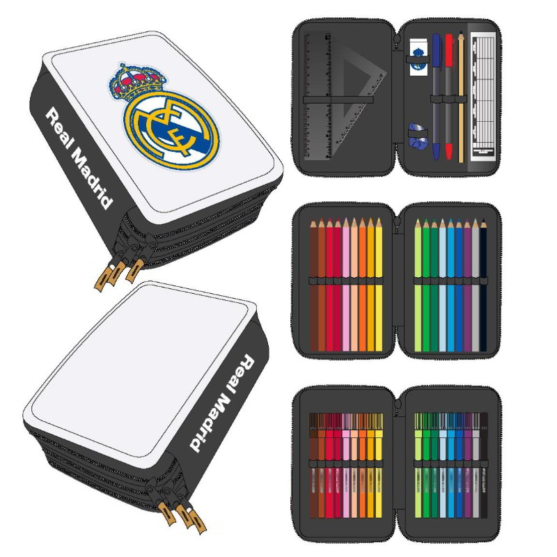 Distribuidor mayorista de Plumier triple Real Madrid con accesorios Giotto