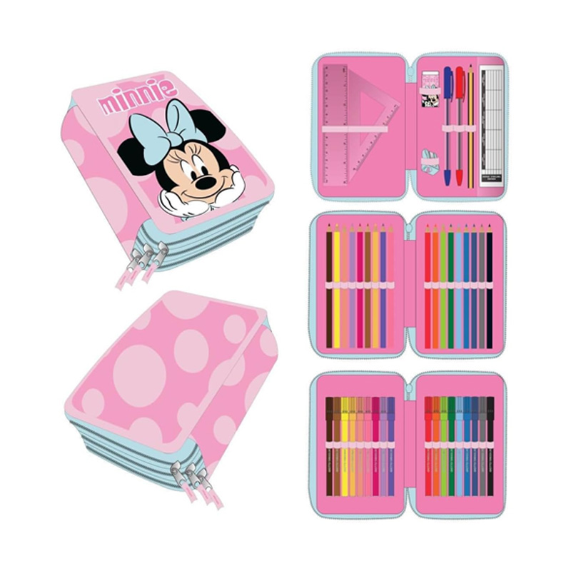 Plumier triple 44 piezas Minnie Mouse Disney