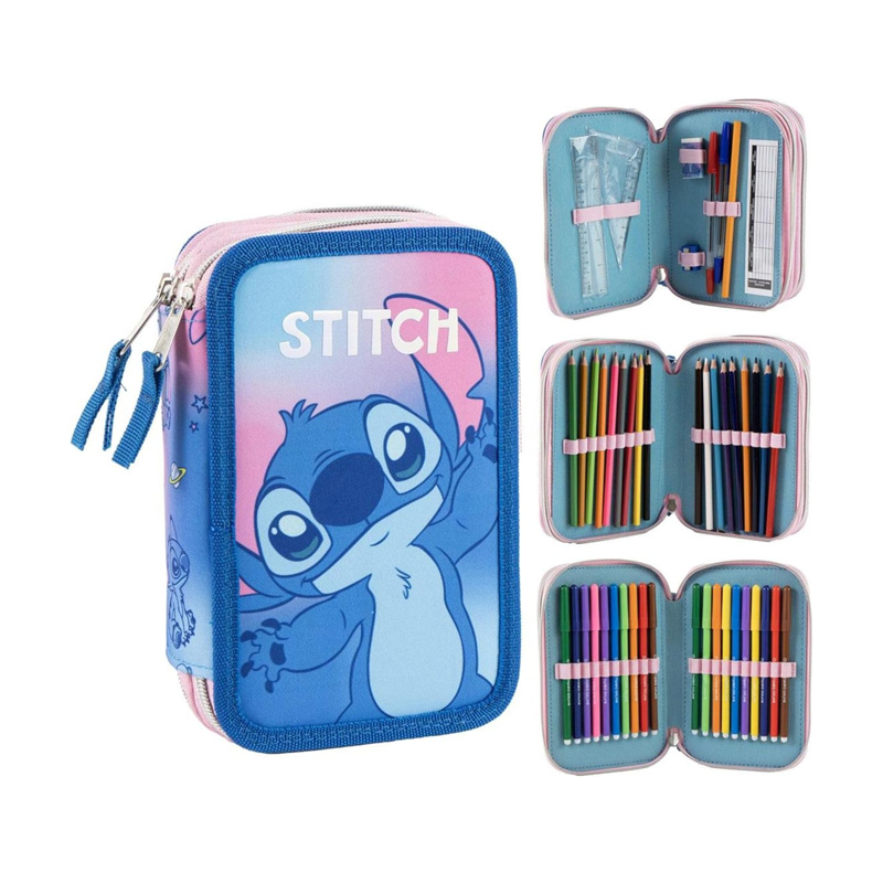 Plumier triple 44 piezas Stitch Star Disney