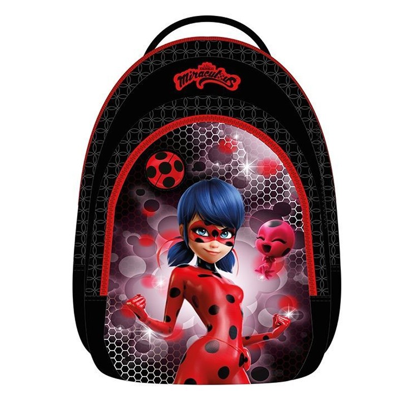 Distribuidor mayorista de Mochila Prodigiosa Ladybug negra roja 2 cremalleras 44cm
