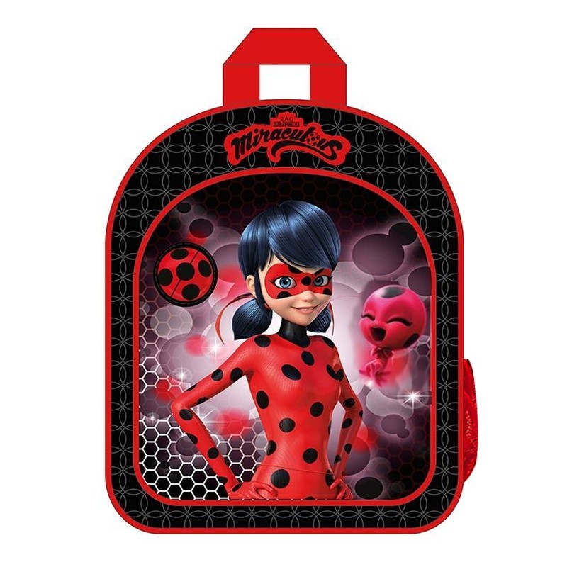 Distribuidor mayorista de Mochila Prodigiosa Ladybug negra roja 2 cremalleras 42cm