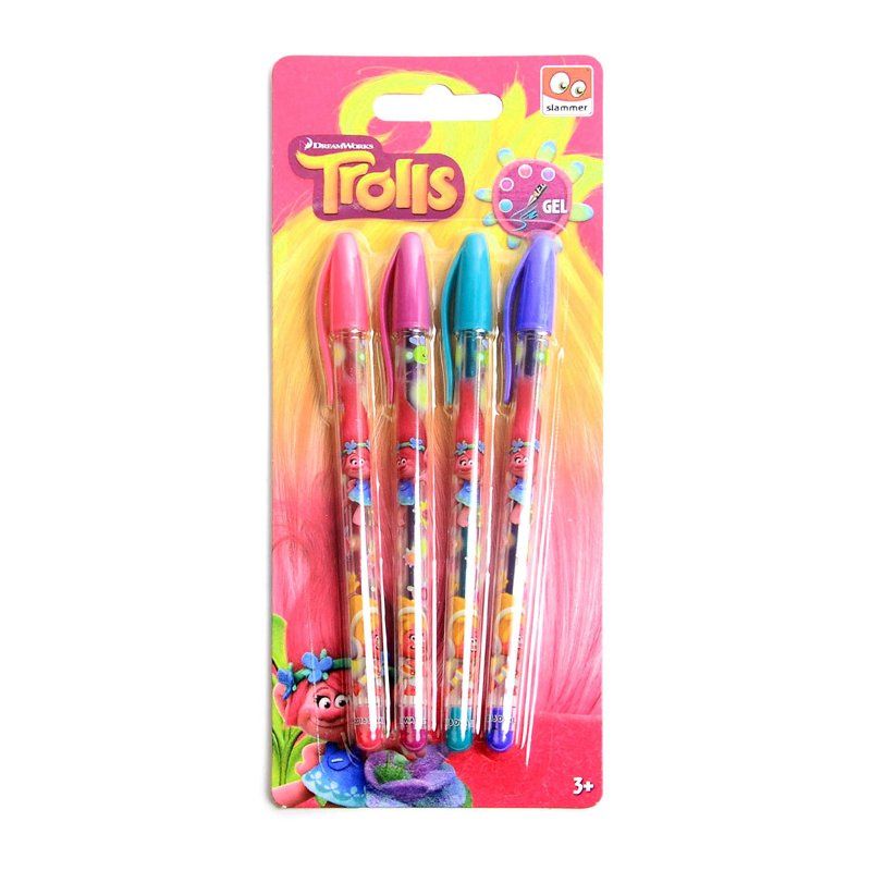 Distribuidor mayorista de Set de 4 bolí­grafos gel de colores de Trolls