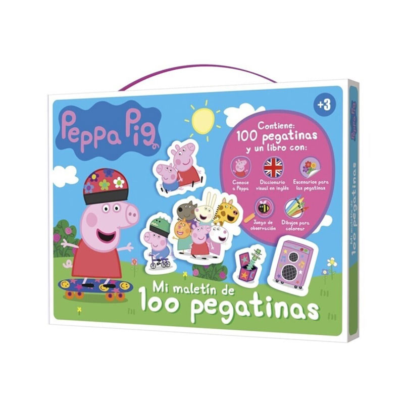 Maletín 100 pegatinas y libro Peppa Pig
