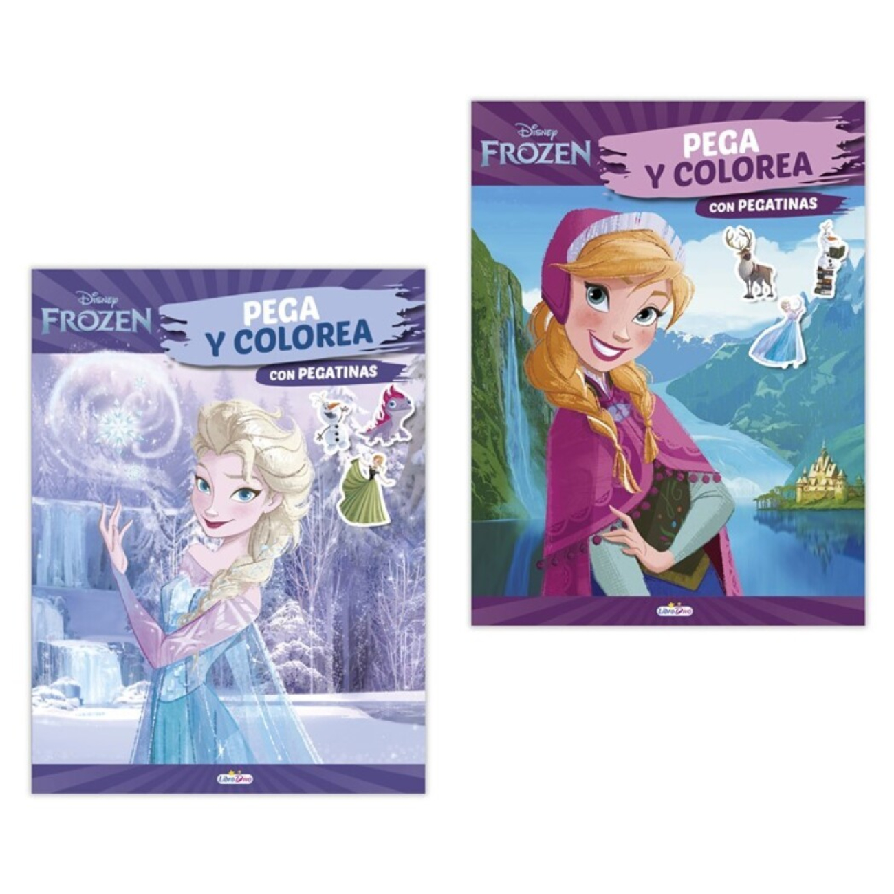 Libros Pega y Colores con Pegatinas Frozen Disney