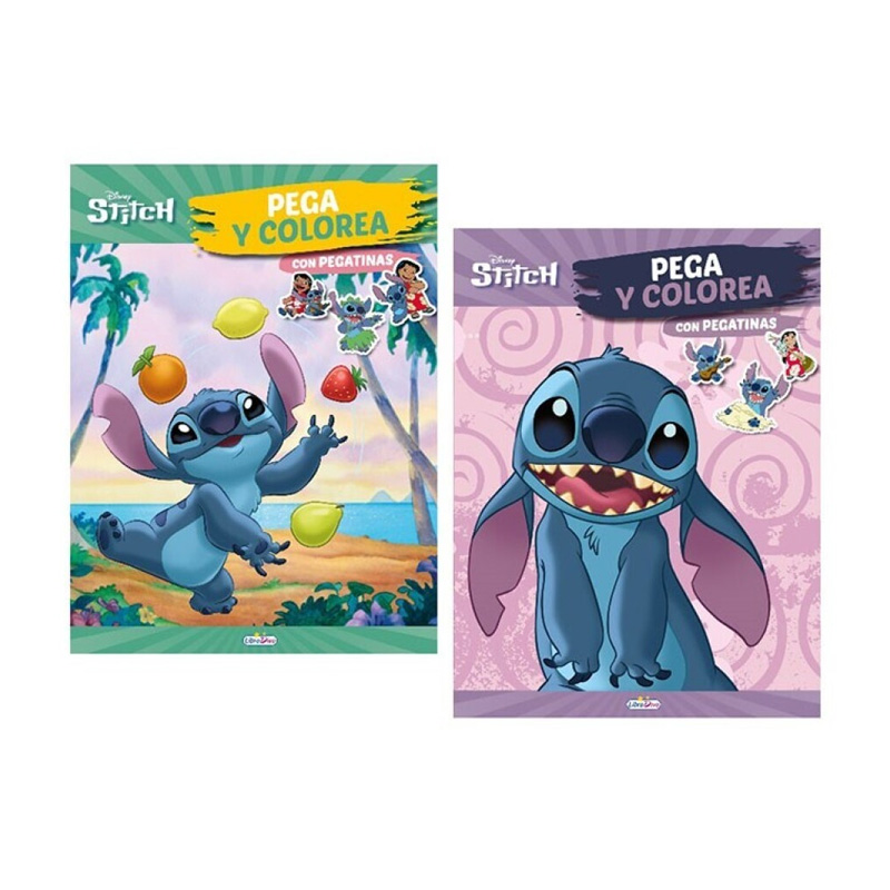 Libros Pega y Colores c/pegatinas Stitch Disney