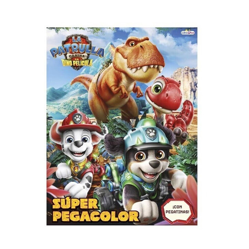 Libros Súper Pegacolor Paw Patrol La Dino Película