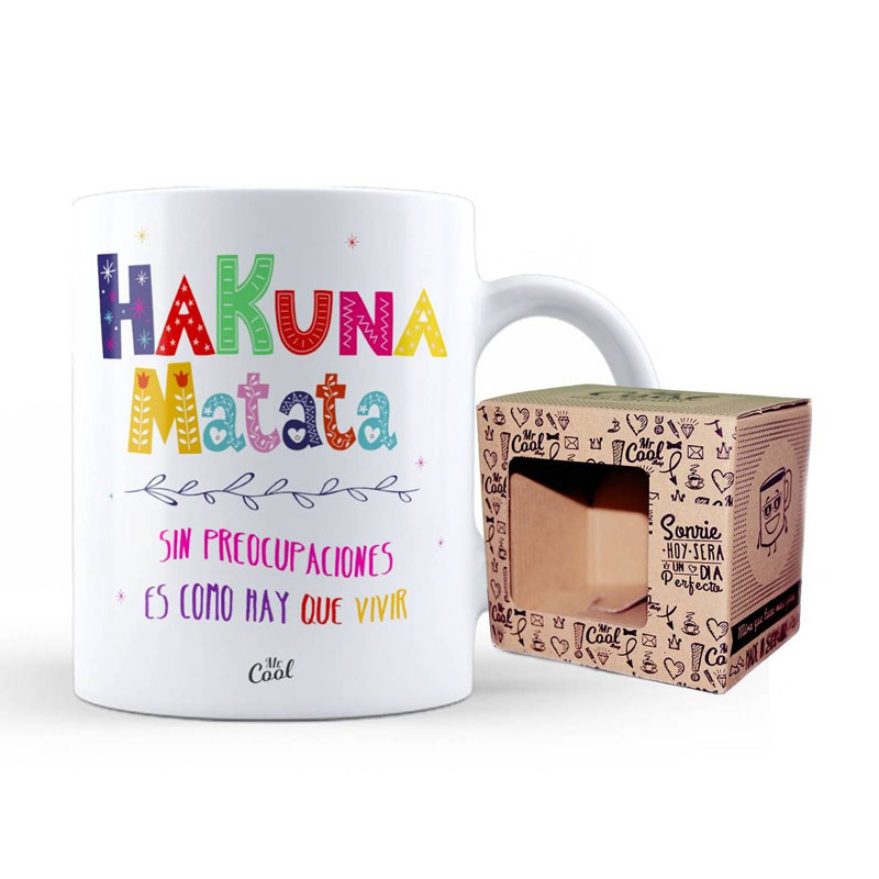 Taza cerámica frases - Hakuna Matata sin preocupaciones